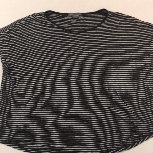 Vince Tops - Vince Navy and White Striped Cropped SS T-shirt
